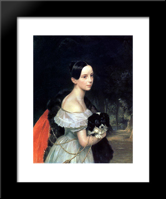 Portrait Of U. M. Smirnova 20x24 Black Modern Wood Framed Art Print Poster by Bryullov, Karl
