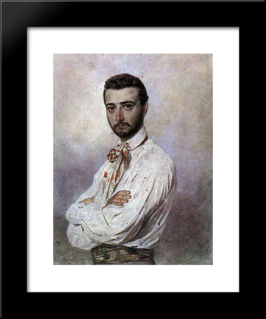 Portrait Of Vincenzo Tittoni 20x24 Black Modern Wood Framed Art Print Poster by Bryullov, Karl