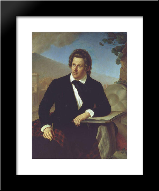 Portrait Of Zavyalov Fedor 20x24 Black Modern Wood Framed Art Print Poster by Bryullov, Karl