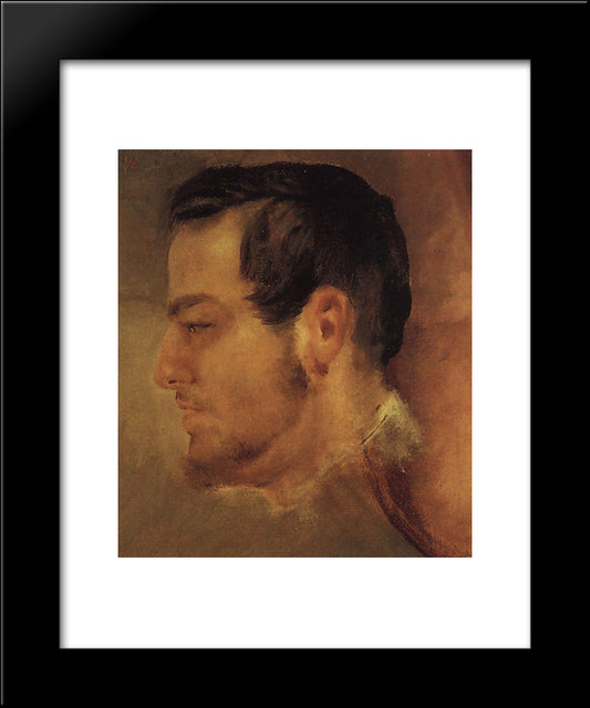 Profile Of Glinka 20x24 Black Modern Wood Framed Art Print Poster by Bryullov, Karl