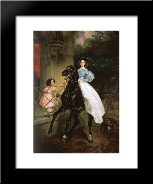 Rider. Portrait Of Giovanina And Amacilia Pacini, The Foster Children Of Countess Yu. P. Samoilova 20x24 Black Modern Wood Framed Art Print Poster by Bryullov, Karl