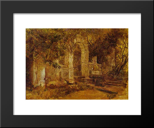Ruins In Park 20x24 Black Modern Wood Framed Art Print Poster by Bryullov, Karl