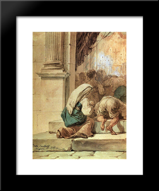 Scene At The Entrance Of A Cathedral 20x24 Black Modern Wood Framed Art Print Poster by Bryullov, Karl