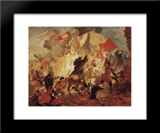 Siege Of Pskov By Polish King Stefan Batory In 1581 20x24 Black Modern Wood Framed Art Print Poster by Bryullov, Karl