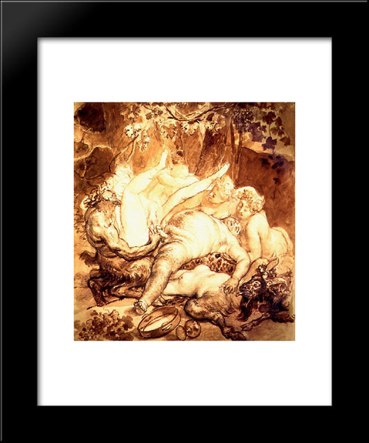 Silen, Satyr And Bacchanals 20x24 Black Modern Wood Framed Art Print Poster by Bryullov, Karl