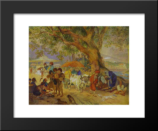 Sweet Waters Near Constantinople 20x24 Black Modern Wood Framed Art Print Poster by Bryullov, Karl