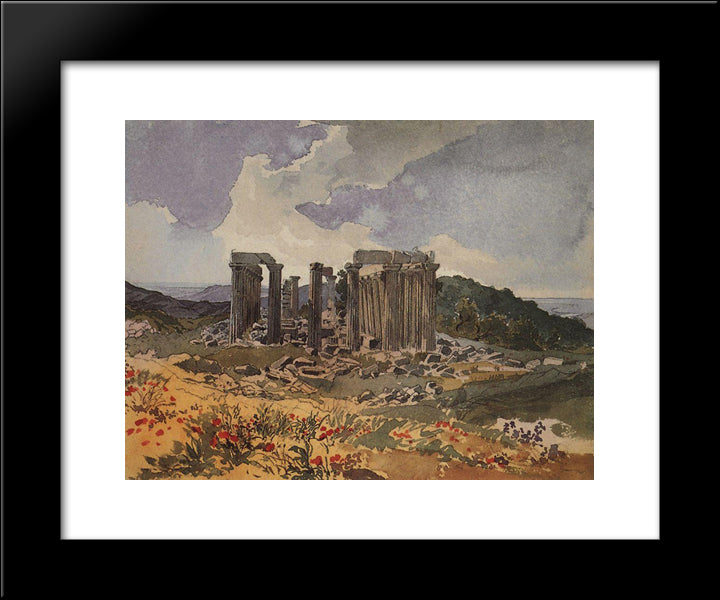 Temple Of Apollo In Phigalia 20x24 Black Modern Wood Framed Art Print Poster by Bryullov, Karl