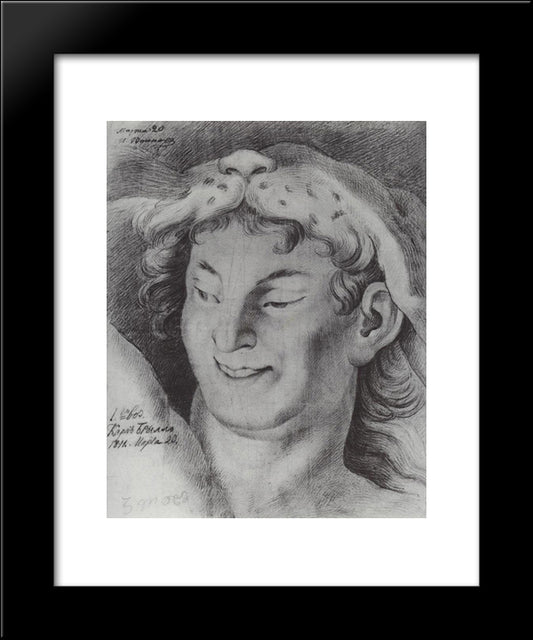 The Head Of Bacchus 20x24 Black Modern Wood Framed Art Print Poster by Bryullov, Karl