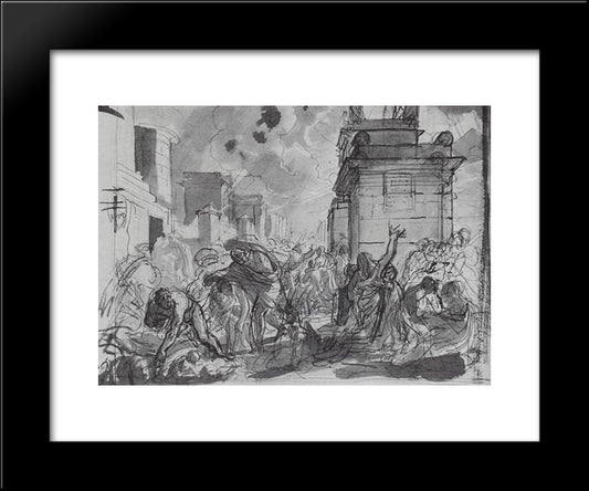 The Last Day Of Pompeii 20x24 Black Modern Wood Framed Art Print Poster by Bryullov, Karl