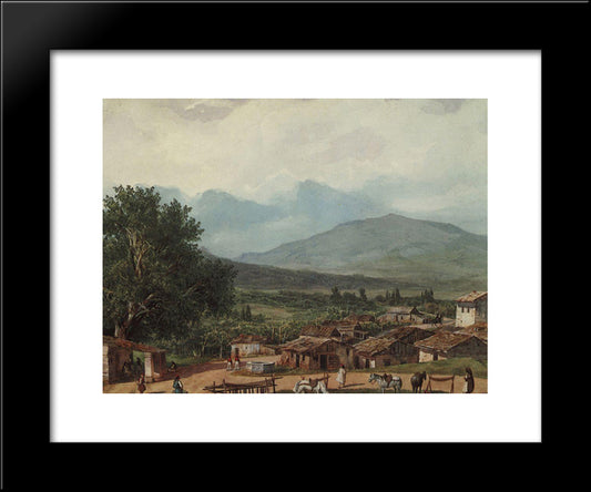 Village Of San Rocco Near The Town Of Corfu 20x24 Black Modern Wood Framed Art Print Poster by Bryullov, Karl