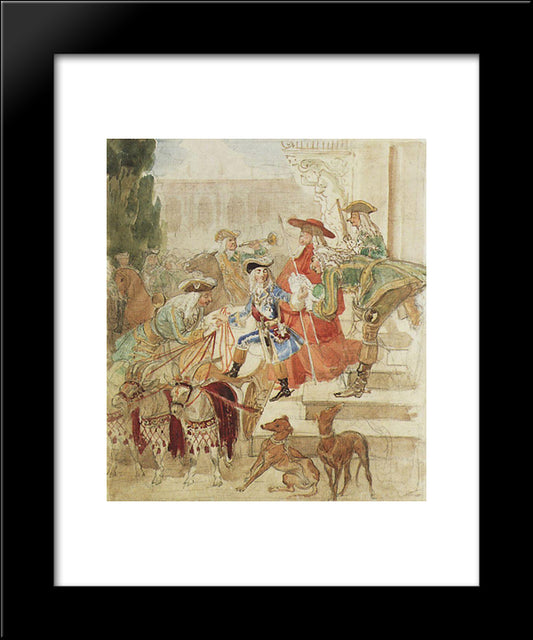 Walk Of Louis Xv In Childhood 20x24 Black Modern Wood Framed Art Print Poster by Bryullov, Karl