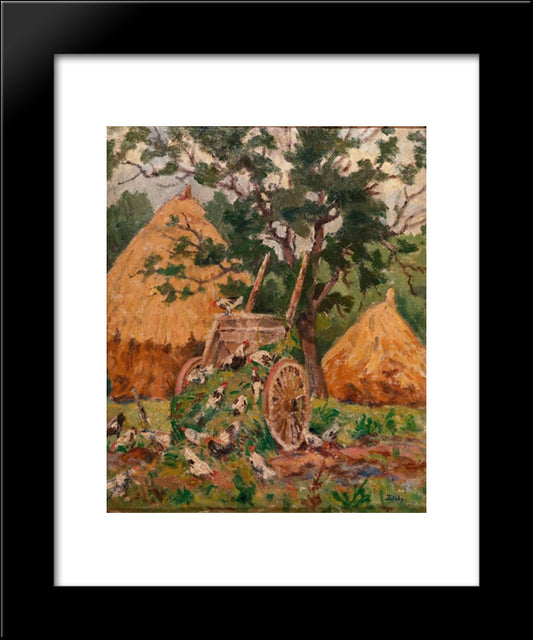 Chickens, France 20x24 Black Modern Wood Framed Art Print Poster by Diriks, Karl Edvard