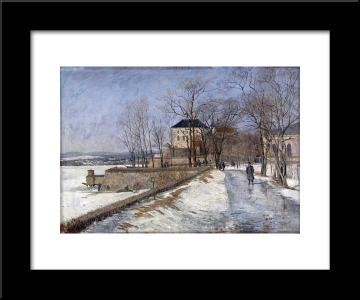 Fra Akershus 20x24 Black Modern Wood Framed Art Print Poster by Diriks, Karl Edvard