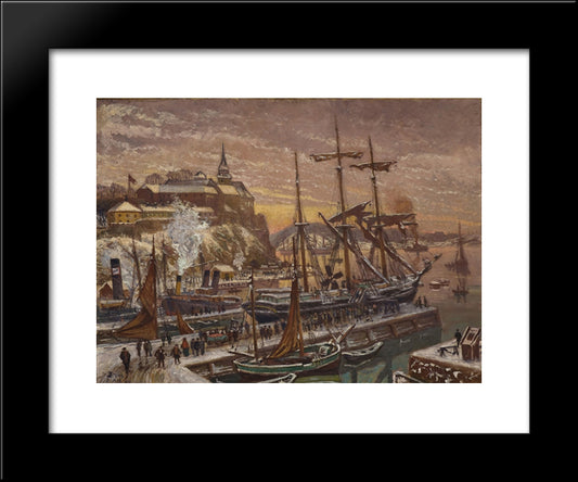 From Christiania Harbour 20x24 Black Modern Wood Framed Art Print Poster by Diriks, Karl Edvard