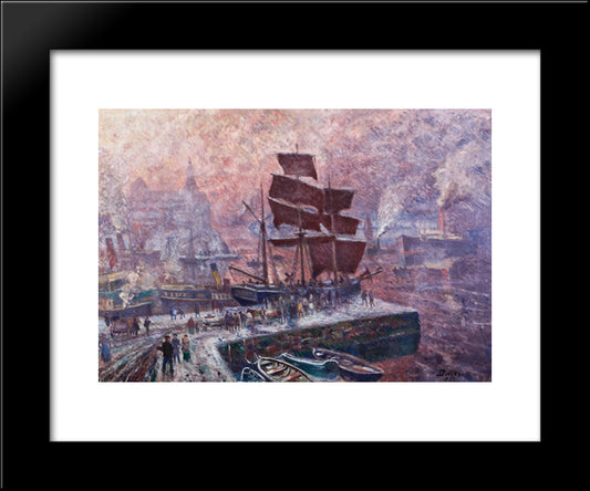 Grey Weather At Pipervika, Akershus 20x24 Black Modern Wood Framed Art Print Poster by Diriks, Karl Edvard