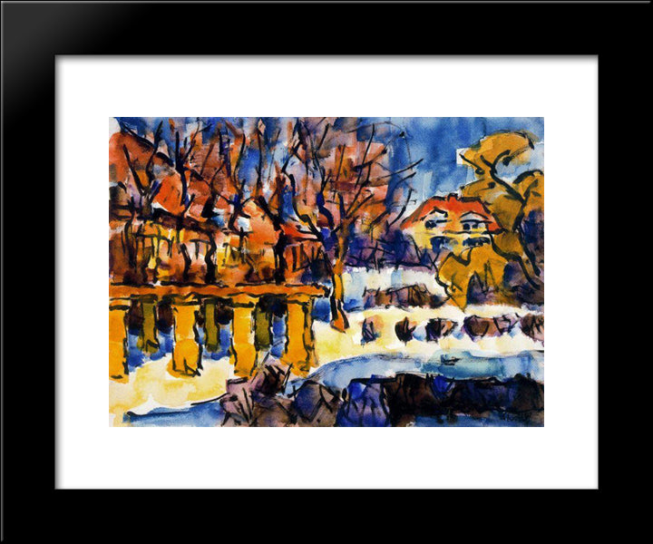 Garden In Winter 20x24 Black Modern Wood Framed Art Print Poster by Schmidt Rottluff, Karl