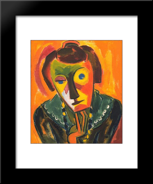 Portrait Of Emy 20x24 Black Modern Wood Framed Art Print Poster by Schmidt Rottluff, Karl