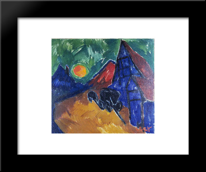 Rising Moon 20x24 Black Modern Wood Framed Art Print Poster by Schmidt Rottluff, Karl