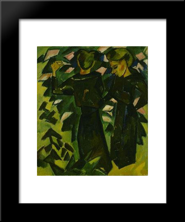 Two Girls In A Garden 20x24 Black Modern Wood Framed Art Print Poster by Schmidt Rottluff, Karl