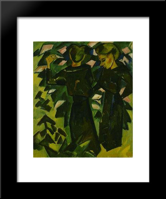 Two Girls In A Garden 20x24 Black Modern Wood Framed Art Print Poster by Schmidt Rottluff, Karl