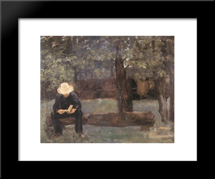 Man Sitting On A Log 20x24 Black Modern Wood Framed Art Print Poster by Ferenczy, Karoly