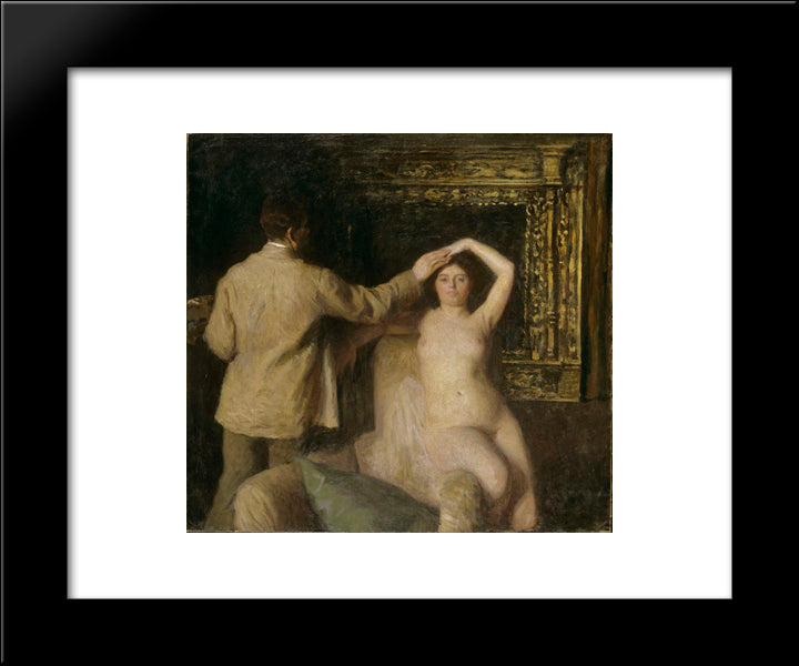 Painter And Model 20x24 Black Modern Wood Framed Art Print Poster by Ferenczy, Karoly