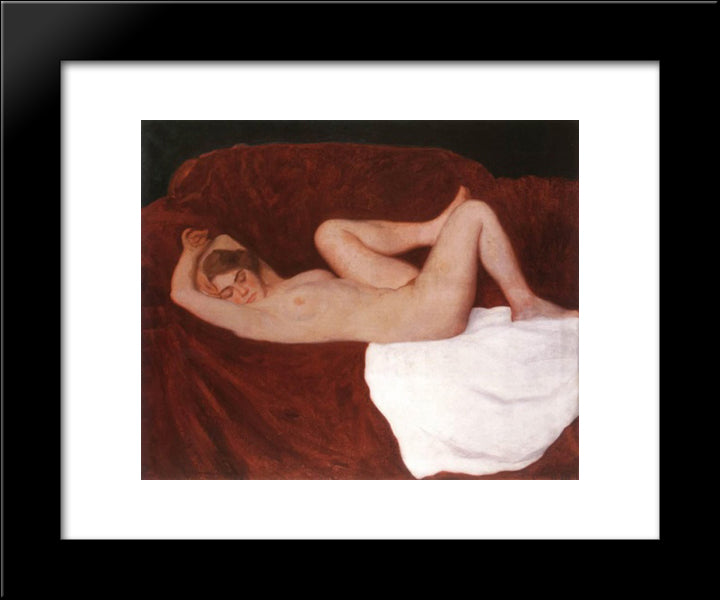 Sleeping Woman 20x24 Black Modern Wood Framed Art Print Poster by Ferenczy, Karoly