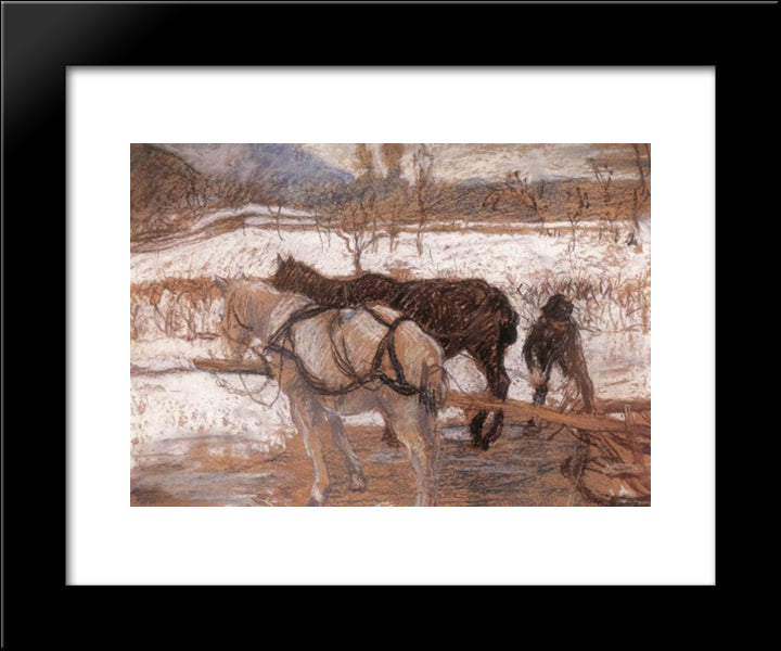 Winter 20x24 Black Modern Wood Framed Art Print Poster by Ferenczy, Karoly