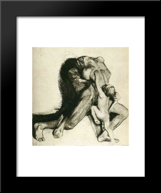 Death And Woman (Self-Portrait) 20x24 Black Modern Wood Framed Art Print Poster by Kollwitz, Kathe