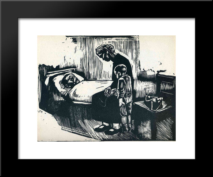 Hospital Visit 20x24 Black Modern Wood Framed Art Print Poster by Kollwitz, Kathe