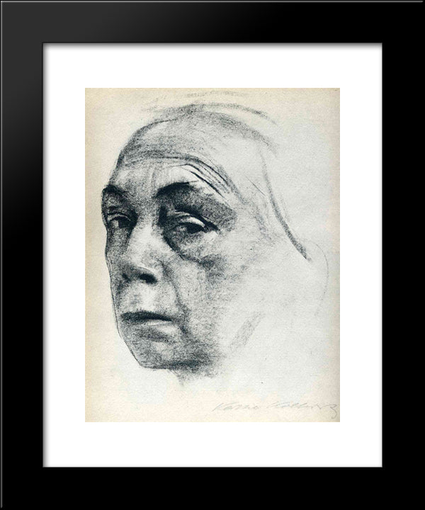 Self-Portrait 20x24 Black Modern Wood Framed Art Print Poster by Kollwitz, Kathe