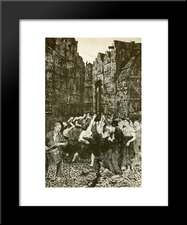 The Carmagnole (Dance Around The Guillotine) 20x24 Black Modern Wood Framed Art Print Poster by Kollwitz, Kathe