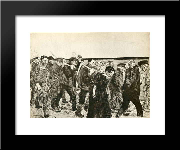 The March Of The Weavers In Berlin 20x24 Black Modern Wood Framed Art Print Poster by Kollwitz, Kathe