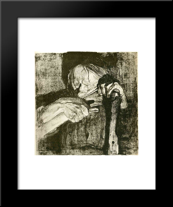 Whetting The Scythe 20x24 Black Modern Wood Framed Art Print Poster by Kollwitz, Kathe