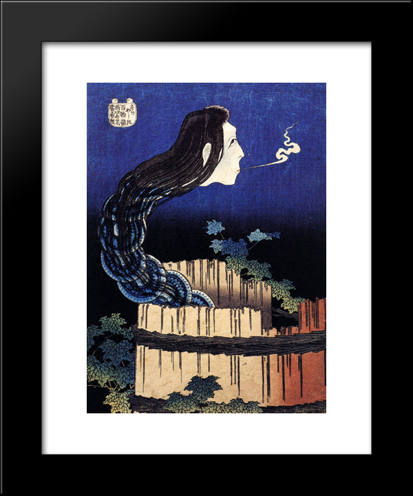 A Woman Ghost Appeared From A Well 20x24 Black Modern Wood Framed Art Print Poster by Hokusai, Katsushika