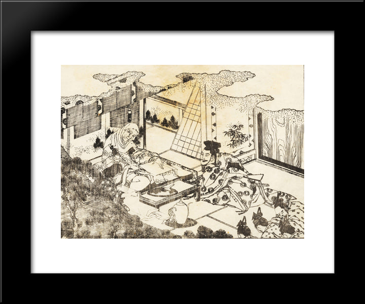 An Old Woman 20x24 Black Modern Wood Framed Art Print Poster by Hokusai, Katsushika