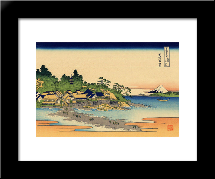 Enoshima In The Sagami Province 20x24 Black Modern Wood Framed Art Print Poster by Hokusai, Katsushika