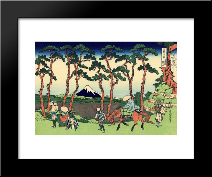 Hodogaya On The Tokaido 20x24 Black Modern Wood Framed Art Print Poster by Hokusai, Katsushika