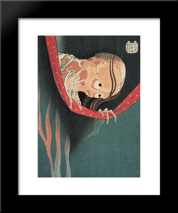 Hyaku Monogatari Kohada Koheiji 20x24 Black Modern Wood Framed Art Print Poster by Hokusai, Katsushika