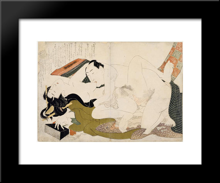 Models Hugs 20x24 Black Modern Wood Framed Art Print Poster by Hokusai, Katsushika