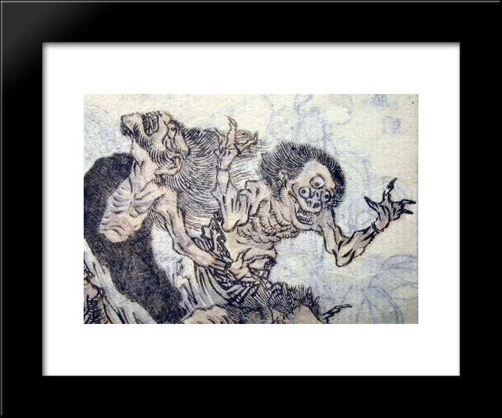 Multi-Eyed Oni 20x24 Black Modern Wood Framed Art Print Poster by Hokusai, Katsushika