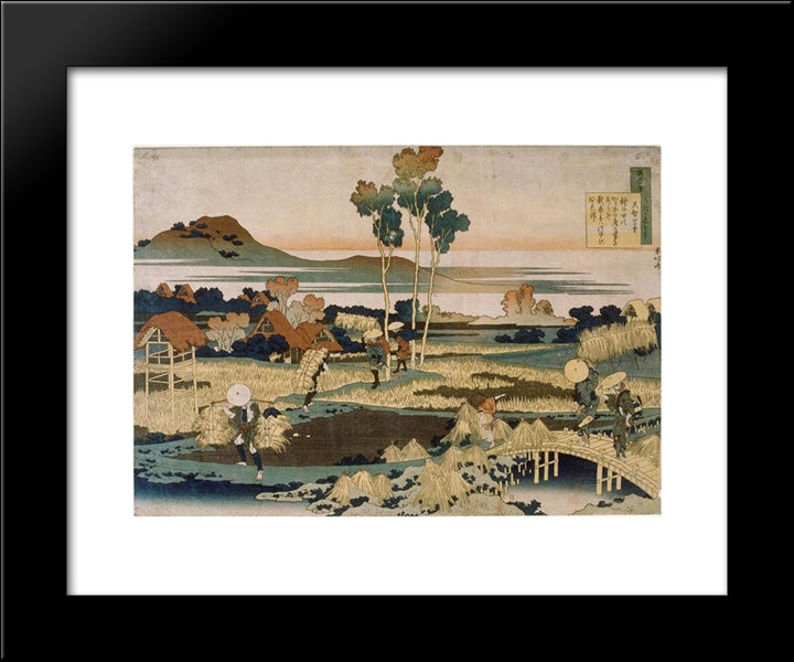 Peasants In Autumn 20x24 Black Modern Wood Framed Art Print Poster by Hokusai, Katsushika
