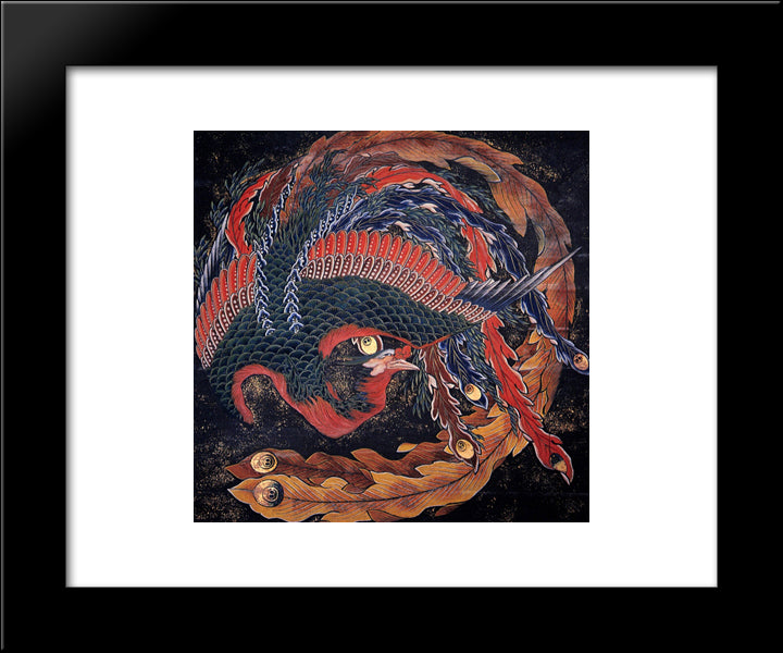 Phoenix 20x24 Black Modern Wood Framed Art Print Poster by Hokusai, Katsushika