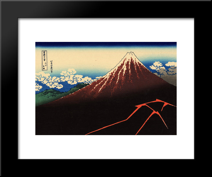 Rainstorm Beneath The Summit 20x24 Black Modern Wood Framed Art Print Poster by Hokusai, Katsushika