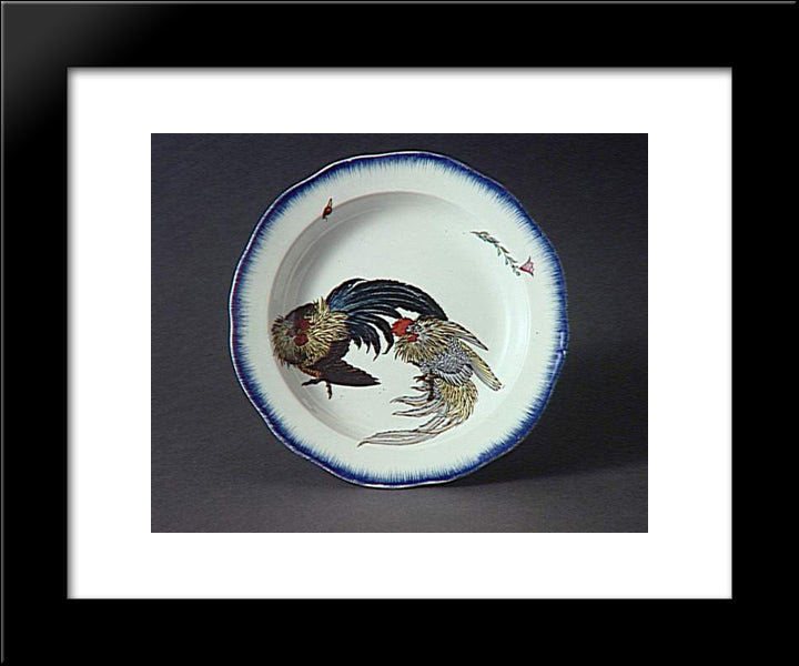 Round Dish With Scalloped Edge 20x24 Black Modern Wood Framed Art Print Poster by Hokusai, Katsushika