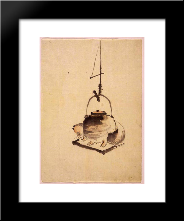 Tanuki 20x24 Black Modern Wood Framed Art Print Poster by Hokusai, Katsushika