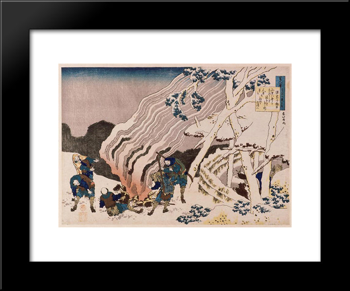 The Fire Fighters In The Mountains 20x24 Black Modern Wood Framed Art Print Poster by Hokusai, Katsushika