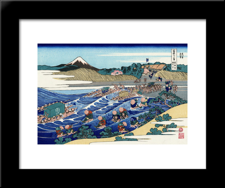 The Fuji From Kanaya On The Tokaido 20x24 Black Modern Wood Framed Art Print Poster by Hokusai, Katsushika