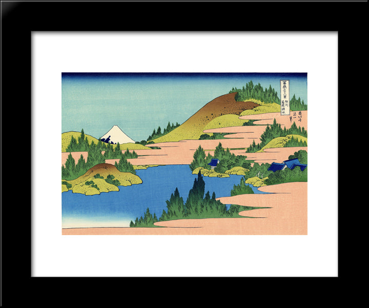 The Lake Of Hakone In The Segami Province 20x24 Black Modern Wood Framed Art Print Poster by Hokusai, Katsushika