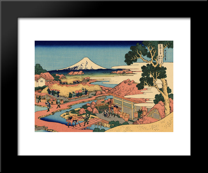 The Tea Plantation Of Katakura In The Suruga Province 20x24 Black Modern Wood Framed Art Print Poster by Hokusai, Katsushika